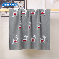 Vente en gros d'usine, couvertures en coton pour bébés, motif de cerf adorable, broderie pour nouveau-nés, OEKO Tex Mimixiong, tricotées pour bébés