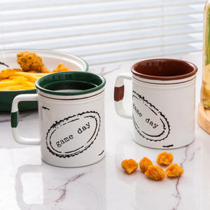 Tazas de Cerveza de Cerámica para el Día del Partido, 501-600 ml, Gran Capacidad, Verde y Marrón Oscuro, para Fiestas - Product Image 1