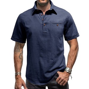 <span class=keywords><strong>Chemise</strong></span> d'été 2026 à manches courtes en <span class=keywords><strong>lin</strong></span> pour homme, style urbain simple, pour homme et garçon - Product Image 5