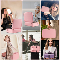 Tas Kosmetik Perjalanan Portabel Besar Tahan Air Mewah dengan Cermin LED dan Kotak Makeup Kustom