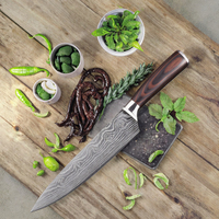 Couteau d'office professionnel en acier inoxydable Damas de 8 pouces, manche ergonomique en bois de santal, écologique, pour couper la viande et les légumes