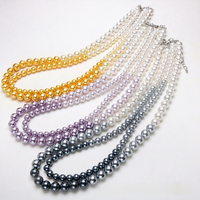 Collier de perles dégradées multicouche personnalisé fait main pour femme, imitation perle géométrique, collection Shi Family Niche
