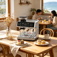 Cafetera Espresso 2 en 1 Anbo, Bomba ULKA de 20 Bares, Termobloque Doble, Control de Temperatura PID, Portafiltro de 58 mm, OEM