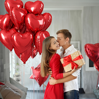 Lot de 10 ballons en aluminium en forme de cœur rouge pour fête à thème mariage, décoration de camping et arrangement festif