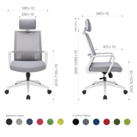 Chaises de bureau en gros, chaise de bureau ergonomique pivotante à dossier haut, chaise d'ordinateur entièrement en maille, équipement de bureau, chaise de bureau