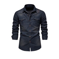 Chemise en jean pour homme de haute qualité, anti-rides, automne, sur mesure, grande taille, coupe classique, décontractée, manches longues