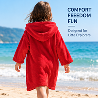 Peignoir à capuche zippé pour enfants en velours de coton, idéal pour la plage et la piscine, fabrication OEM sous marque privée