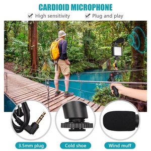 Điện thoại thông minh vlog Kit Mini LED Video ánh sáng + cardioid Microphone + nối dài Điện thoại Clip + Tripod - Product Image 6