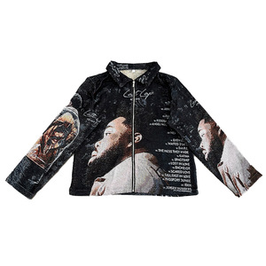Veste Blouson Vintage Tendance Urbaine, Style Hip-Hop Décontracté, avec Fermeture Éclair, Coupe Ample Printemps, Motif Personnage, pour Concert - Product Image 1