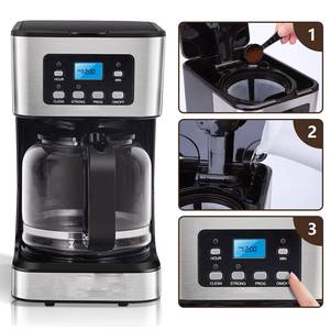 Appareil électrique de 1,5 l, 12 tasses, cafetière, cafetière électrique 3 en 1, petit déjeuner, boisson, machine à café, écran LCD - Product Image 3