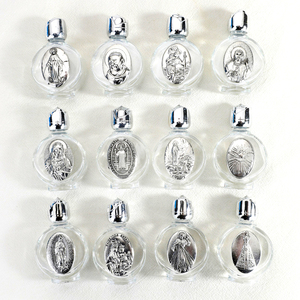 Botella de vidrio de agua bendita en relieve de 15ml, aceite de esencia de metal chapado en oro y plata cristiano católico Jesús Virgen María Michael Benedict - Product Image 3