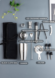 750ml Capacity Cocktail Shaker Gift Set Metal Bartending Mix Kit with Bag for Bar or Home Use - Product Image 2