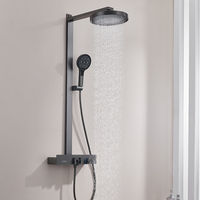 Vente en gros de pommeau de douche pour salle de bain Ensemble de douche en laiton gris pistolet Robinet de douche mural avec affichage LED Système de pommeau de douche pour salle de bain