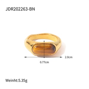 Anillo de Dedo de Acero Inoxidable con Piedra Natural, Joyería Personalizada Popular - Product Image 4