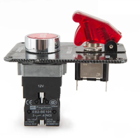Panneau de commande d'allumage de course en fibre de carbone, interrupteur simple 12V avec LED rouge pour démarrage moteur de voiture de course