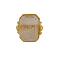 Bague en cristal de sucre cube en laiton haute sensibilité en or rétro français Niche carrée en pierre naturelle 18 carats pour mariages exagérés