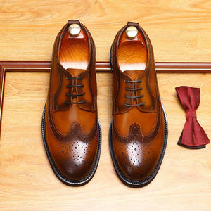 Zapatos de Boda para Hombre, Británicos, de Suela Gruesa, Cuero Genuino, Punta Cuadrada, con Cordones, Transpirables, Antideslizantes, Ligeros, con Detalle de Puntos - Product Image 2