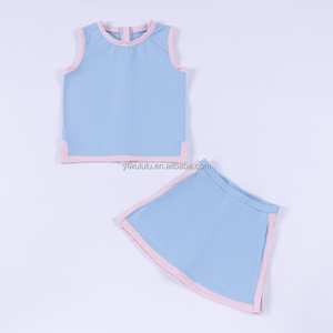 Set gonna a pieghe per ragazze, tessuto traspirante, pantaloncini integrati, top con bottoni posteriori, abbigliamento yoga, taglia personalizzata, spedizione veloce - Product Image 4