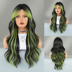 Conjunto de cabeza de flequillo de ocho figuras femeninas con reflejos de llama de color naranja <span class=keywords><strong>pelo</strong></span> <span class=keywords><strong>largo</strong></span> y <span class=keywords><strong>rizado</strong></span> Peluca de seda de alta temperatura <span class=keywords><strong>pelo</strong></span> sintético - Product Image 4