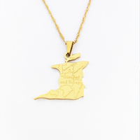 Acier inoxydable 316L Trinité-et-Tobago carte drapeau pendentif collier acier inoxydable pays carte bijoux