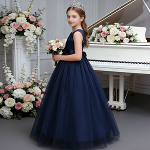 Vestido de encaje personalizado para niñas grandes, estilo chaleco sin mangas, vestido largo y esponjoso de princesa para fiestas de adolescentes. - Product Image 2