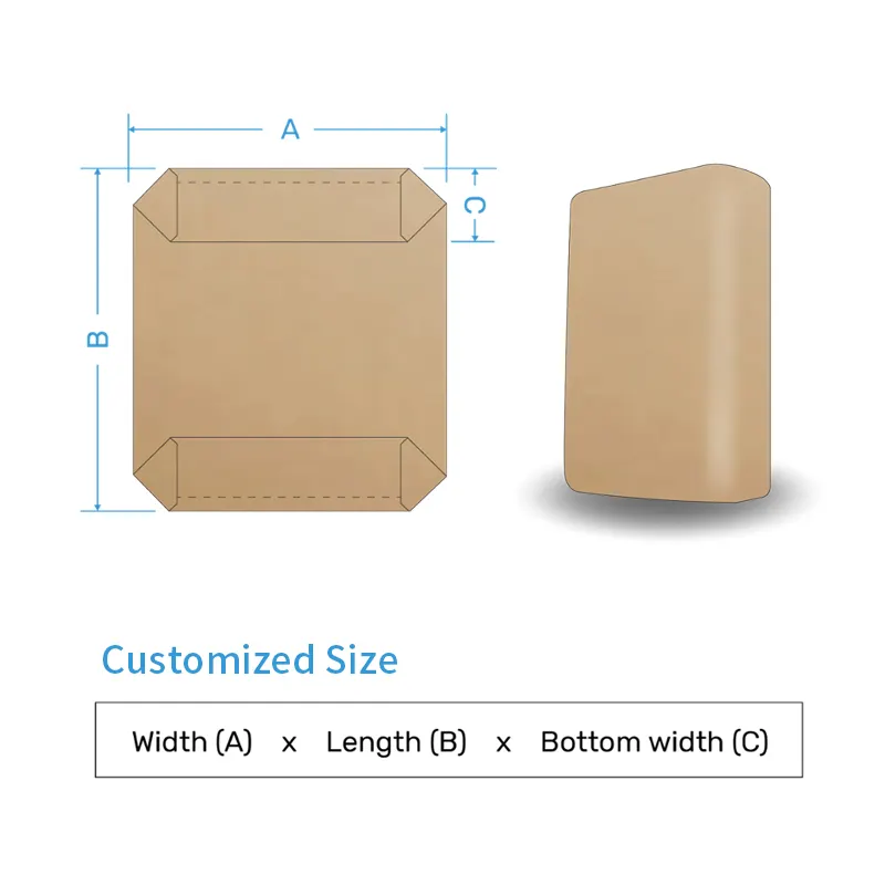 Çimento çanta için özel 20 Kg 25 Kg kağıt Kraft çimento torbaları Kraft kağıt
