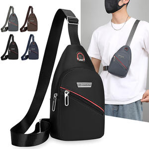 Sac de poitrine Jingpin pour homme, noir, gris, marron, bleu foncé, sac bandoulière sportif avec sangle d'épaule, poche intérieure zippée, portable - Product Image 1