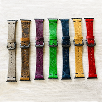 Ya296 Tali Jam Tangan Kulit Bunga, Tali Jam Tangan Mewah untuk Apple Watch Series 1 2 3 4 5 6 7 Se 38/40/41Mm 42/44/45Mm