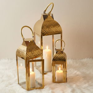 Lanternes porte-bougies en acier inoxydable doré, faites à la main, durables, de différentes tailles, pour Noël, la maison et les mariages - Vente en gros - Product Image 3