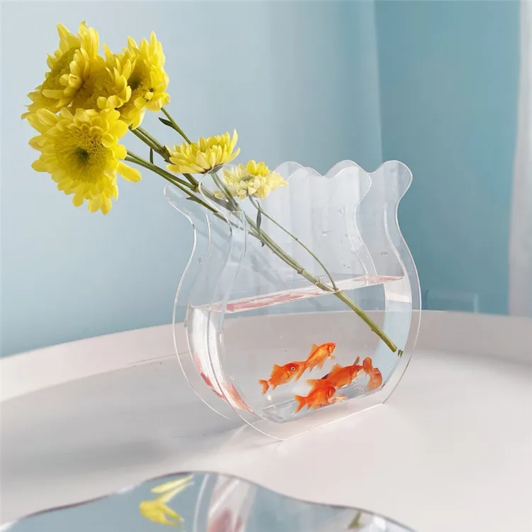 Latest Glass Fishbowl Shape Acrylic Flower Vases Luxury Home Decor Accessories Home Vase Decoration