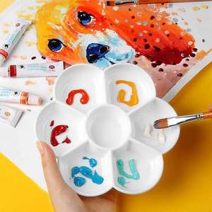 Palettes de plateau de peinture XinyiArt avec 7 puits plateau de mélange de peinture en plastique blanc plat de peinture aquarelle pour <span class=keywords><strong>gouache</strong></span> d'art à l'huile - Product Image 6