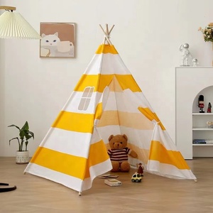 <span class=keywords><strong>Tente</strong></span> <span class=keywords><strong>tipi</strong></span> indien à rayures pour bébé, 180cm, tissu en coton, jouet pour enfants, avec sac de transport pour jouer - Product Image 3