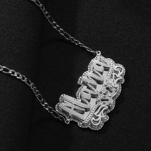 उविन जन्मदिन व्यक्तिगत स्टेनलेस स्टील डबल लेयर नाम प्लेट हार कस्टम 18k सोने की प्लेटेड उपहार गहने - Product Image 3