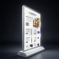 Boîte à lumière LED avec cadre en aluminium, support publicitaire rechargeable pour affichage intérieur et menu, affiche personnalisée disponible