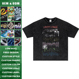 275 Grams Streetwear Oversized Slogan T Shirt <b>Distressed</b> Font Digital Print Heavy Cotton Casual Short Sleeve Solid <b>Top</b> - Product Image 2