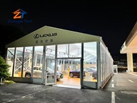 Tente de réception de luxe en verre transparent avec structure en aluminium, résistante aux intempéries, pour salles d'exposition, salons automobiles, présentoirs de marques et salons VIP