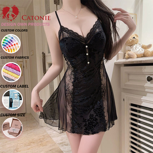 Set Camicia da Notte Jacquard da Donna con Scollo a V Profondo, Abito da Notte Aperto sul Davanti con Schiena Scoperta, Vestaglia Estiva ODM per Donna - Product Image 1