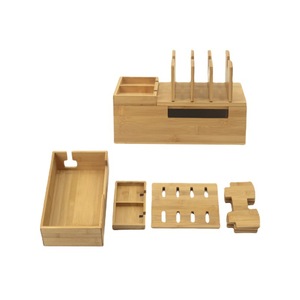 Bamboo and wood phone holder, wooden <b>tablet</b> charging <b>stand</b>, solid wood base storage box <b>for</b> mobile phones and <b>tablets</b> - Product Image 2