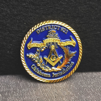 Emblema del Distrito 21 de Oklahoma, Insignia de Aleación de Zinc, Diseño Clásico de Brújula en Azul y Dorado, Recuerdo Coleccionable Personalizado para Exhibiciones Históricas