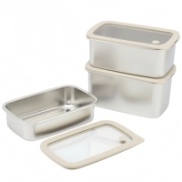 Nouvelle conception, boîte à lunch en acier inoxydable 304, couvercle en verre, anti-fuite, chauffage possible, qualité alimentaire, boîte scellée pour micro-ondes