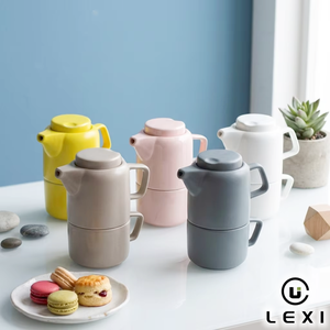 Set Moderno Minimalista di Teiera in Ceramica con Infusore in Acciaio Inox <span class=keywords><strong>e</strong></span> <span class=keywords><strong>Tazza</strong></span> per Infusione di Tè Sfuso, Uso Domestico <span class=keywords><strong>e</strong></span> Ufficio, Idea <span class=keywords><strong>Regalo</strong></span> - Product Image 3