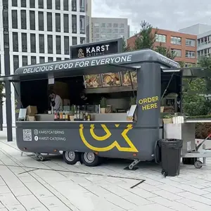 Mini chariot de restauration rapide mobile en acier inoxydable et remorque alimentaire, avec chariot entièrement équipé sur roues