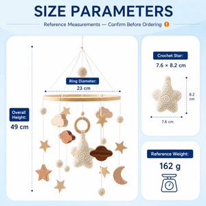 Mobile <span class=keywords><strong>de</strong></span> berceau en bois au crochet <span class=keywords><strong>Ciel</strong></span> Étoilé, fait main, étoiles et lune, jouet sensoriel suspendu pour chambre <span class=keywords><strong>de</strong></span> bébé, décoration pour le sommeil du nouveau-né, cadeau - Product Image 5