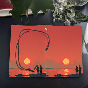 Cuaderno Vintage A6 con cierre <span class=keywords><strong>de</strong></span> corbata hecho a mano 160 páginas perfecto regalo <span class=keywords><strong>de</strong></span> notas <span class=keywords><strong>de</strong></span> reunión para consultores con <span class=keywords><strong>pareja</strong></span> Sunset Sea Bi - Product Image 4