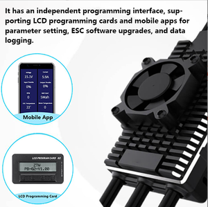 Controlador de velocidad del motor Lipo ESC 160A 6-14S con SBEC HV ajustable de 6V/10A programable para aviones RC, drones FPV de ala fija. - Product Image 4