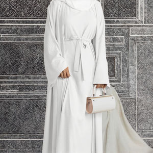 Yuxi 2024 Vente chaude Ensemble Abaya ouvert 2 pièces en polyester Vêtements islamiques pour femmes Robe musulmane de Dubaï pour l'été et l'automne - Product Image 3
