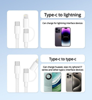 Câble de charge rapide USB-C tressé 2-en-1 pour iPhone 17/16/15/14/13/12/11 PD 60W/20W compatible avec l'imprimante