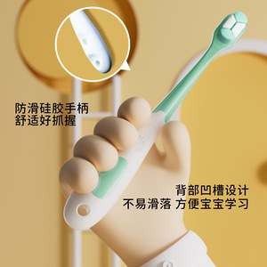 Children's Soft Bristle <b>Toothbrush</b> Small <b>Head</b> Travel Size Green For Ages 3-12 With Nylon Bristles - Product Image 4