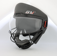 Masque de hockey sur gazon avec visière transparente et cage en acier, sangle de tête réglable, mousse à double densité, logo personnalisé