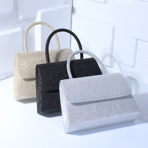 New Arrival In-stock PVC Square <b>Evening</b> <b>Bag</b> Niche Mini Fine Glitter Sequin Handheld Banquet Clutch - Product Image 2